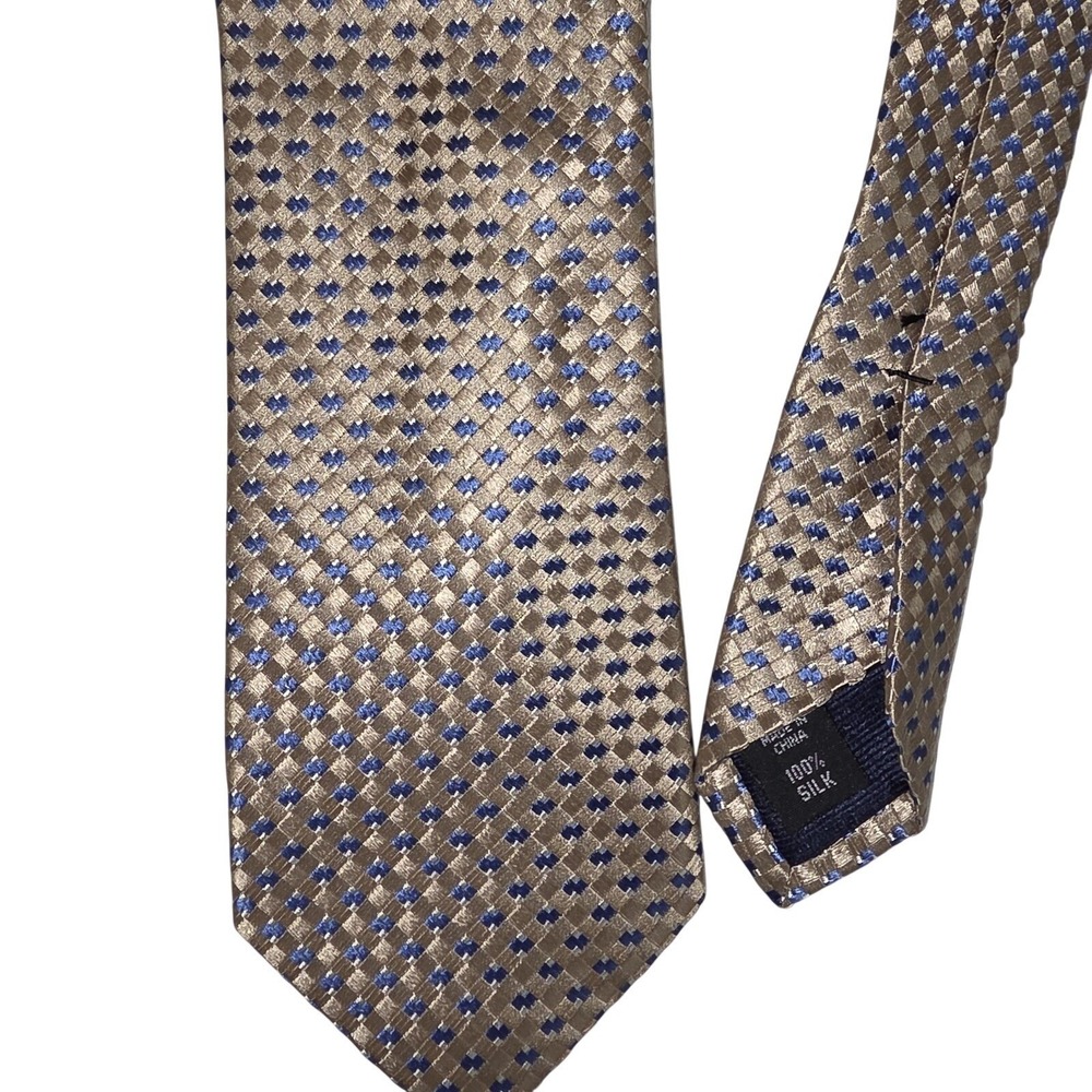 Michael Michael Kors Tie Mens Silk Geometric Pattern Classic Beige‎ Necktie